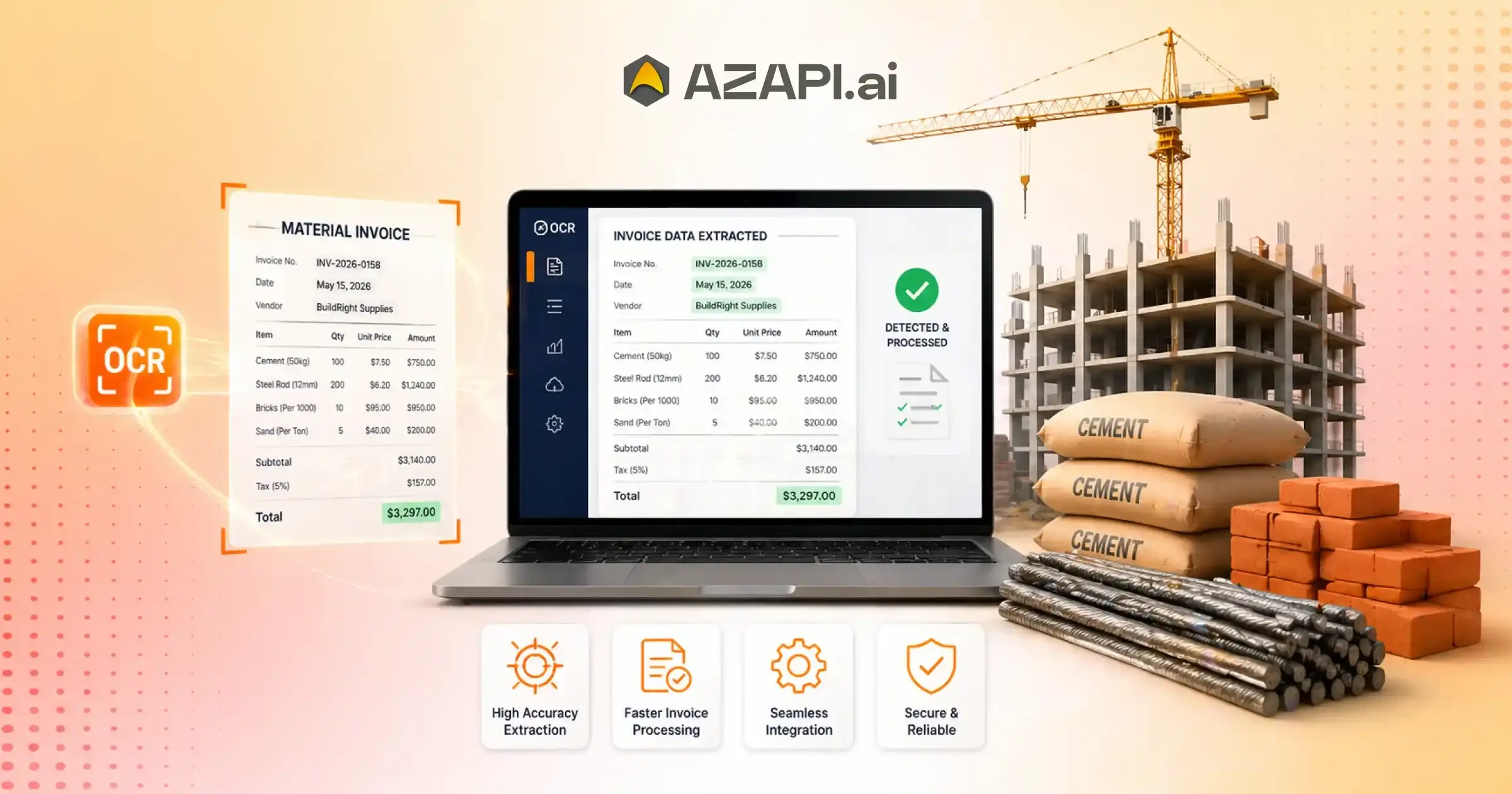 Best Invoice OCR API for Construction Companies in 2026 for Material Invoice Processing