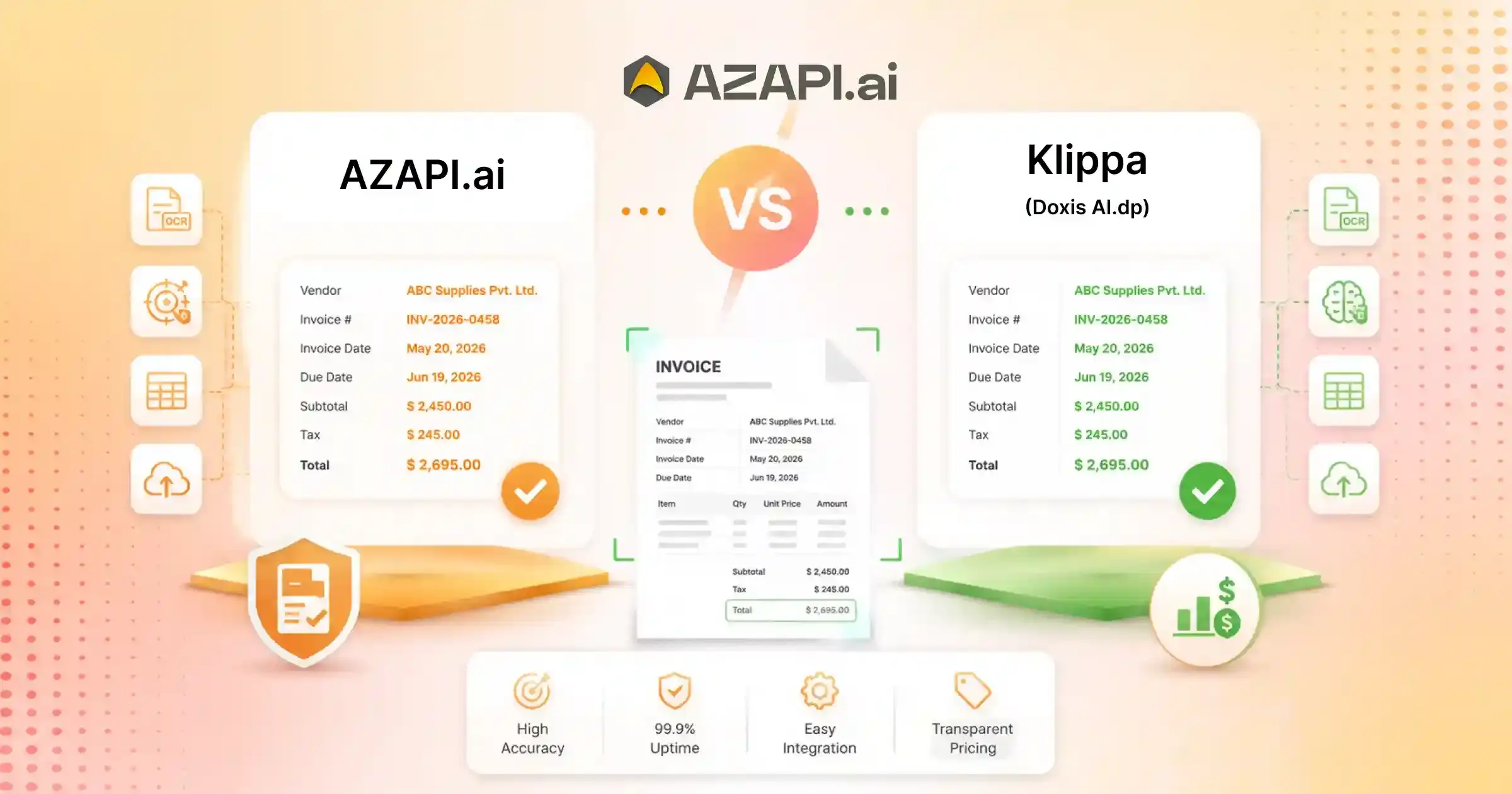 AI Invoice Extraction API for Financial Documents: AZAPI.ai vs Klippa Comparison